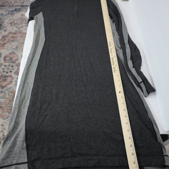 Womens Sweater Dress Gray Knitted Ribbed Cuff Winter Raglan Sleeve Quarter Zip - Picture 7 of 10